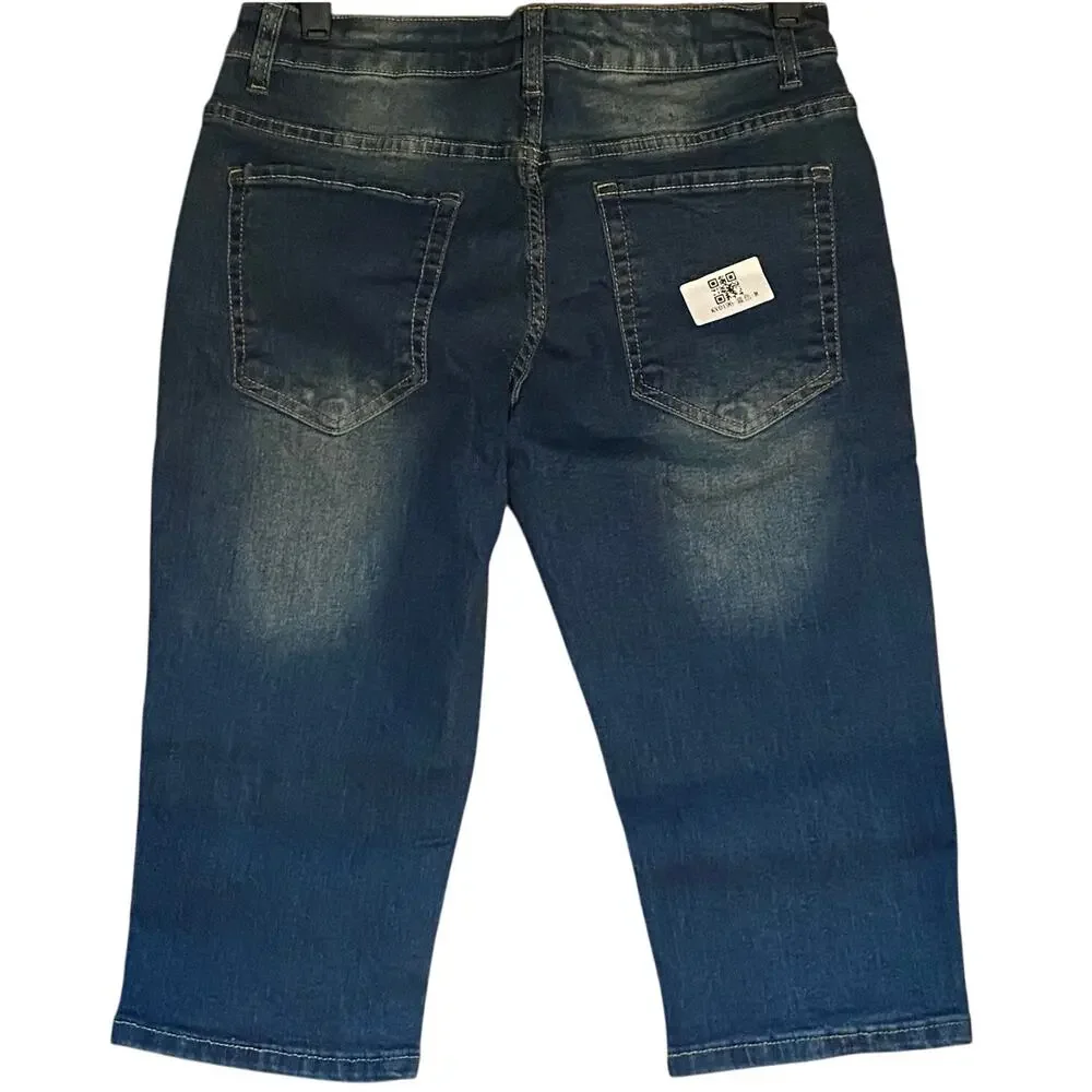 NWT ~ Long Denim Blue Jeans Walking Shorts ~ Women's Size MEDIUM